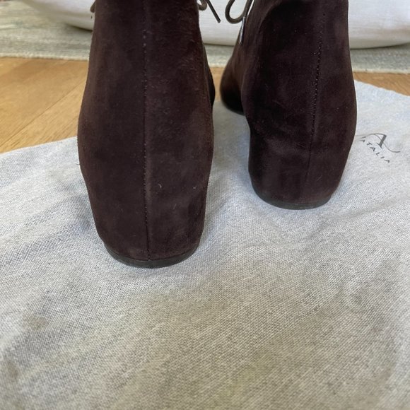 Aquatalia Brown Suede Lace Up Booties Size 7 - Picture 5 of 10